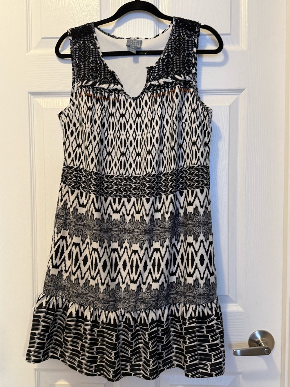 Rabbit Rabbit Rabbit Black and White Sleeveless Patterned Mini Dress